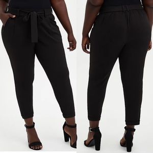 NWT Torrid Black Crepe Self Tie Tapered Pant 3X
